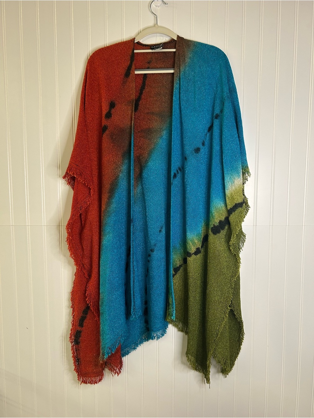 Dilemma NY Handpainted OS Art-to-wear Artsy Woven Poncho Boho One Size